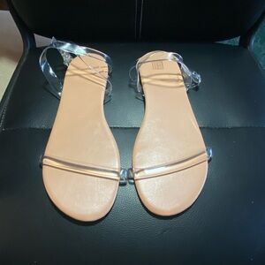 Clear Strap Tan Women's Flat Sandals Size 43/12 US